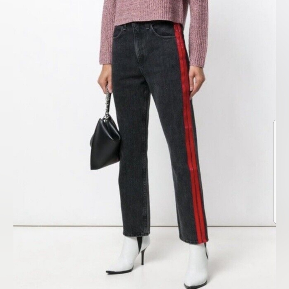 Rag & Bone High Rise Vintage Jeans W/ Red Vinyl Side Stripes Size 24